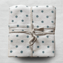 Set of 2 Block Printed Polka Dots Standard Pillow Cases in Blue