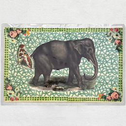 One of a Kind Collaged Elephant Mat (#602)