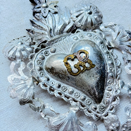 19th-century Italian Ex-Voto Sacred Silver Heart (No. 2-26)