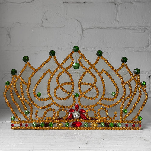 Large Crystal Jeweled Colorful Glass Crown