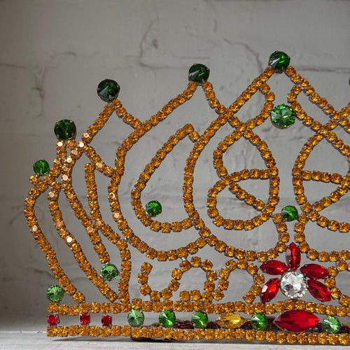 Large Crystal Jeweled Colorful Glass Crown