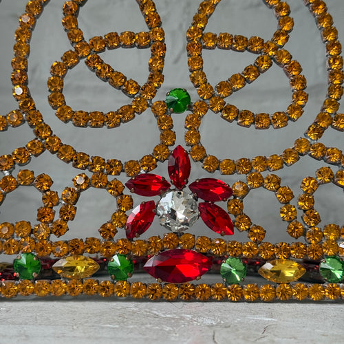 Large Crystal Jeweled Colorful Glass Crown