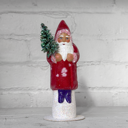 Papier-Mâché Small Santa with Heart Decoration