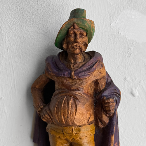 Early 20th-century Carved Alpine Hunter Decorative Coat Hook (#7)