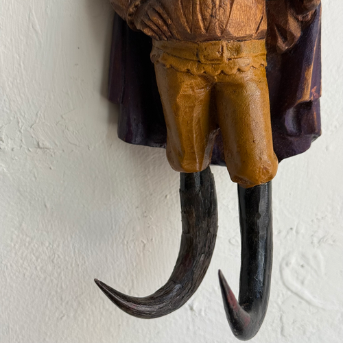 Early 20th-century Carved Alpine Hunter Decorative Coat Hook (#7)