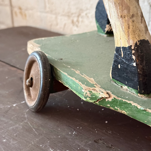 19th-century French Toy Horse on Wheels