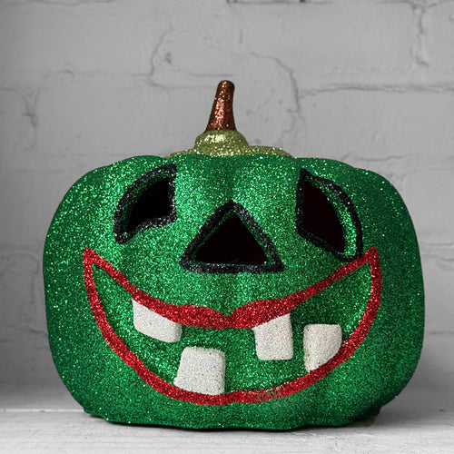 Ino Schaller Glitter Jack-O'-Lantern Pumpkin in Green
