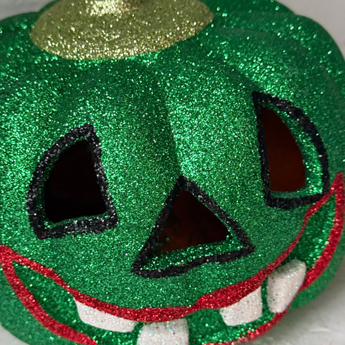 Ino Schaller Glitter Jack-O'-Lantern Pumpkin in Green