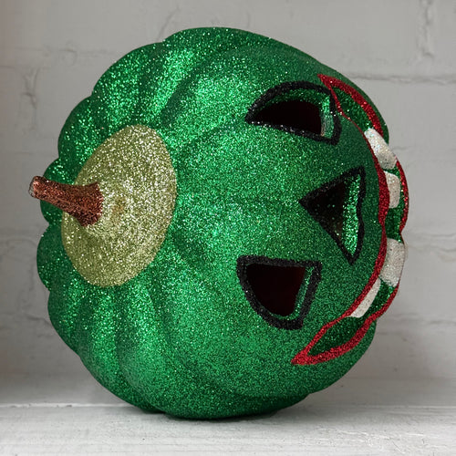 Ino Schaller Glitter Jack-O'-Lantern Pumpkin in Green