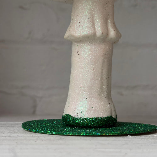 Single Glitter Mushroom in Fuchsia with White Dots