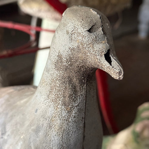 19th-century Cast Stone Garden Stand with Zinc Bird