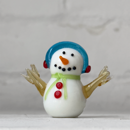 Glass Snowman Figurine with Ear Muffs