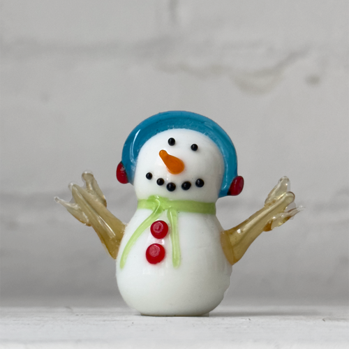 Glass Snowman Figurine with Ear Muffs