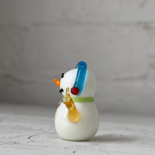 Glass Snowman Figurine with Ear Muffs