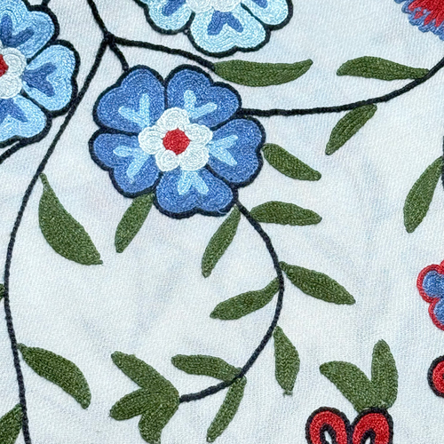 Madeline Weinrib x Kashmir Loom Wool Shawl in Ivory Blues