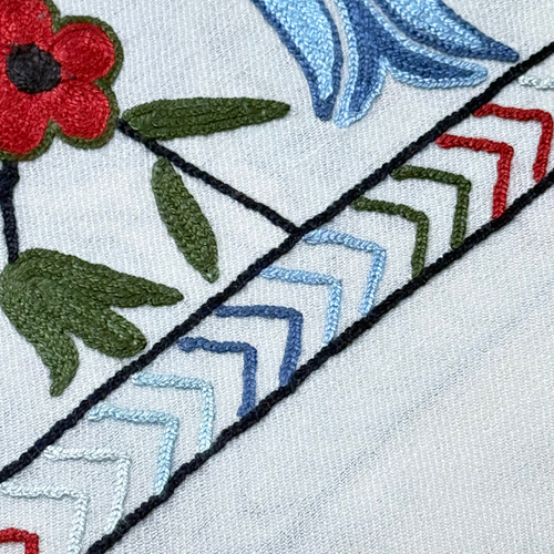 Madeline Weinrib x Kashmir Loom Wool Shawl in Ivory Blues