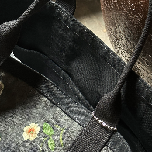 John Derian x Port Canvas Tote in Pierre Frey "Le Paravent Chinois" Small Fabric Tote in Black