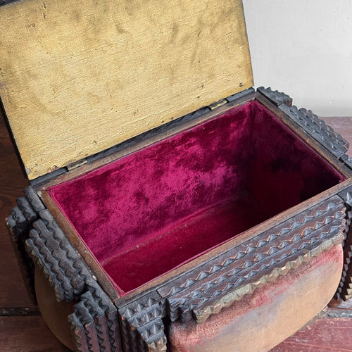 20th-century Footed Tramp Art Box