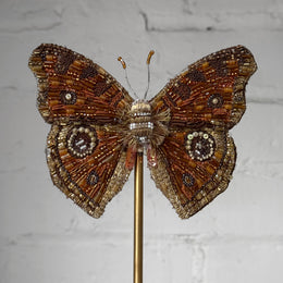 Hand-Beaded Peacock Pansy Butterfly on Stand by Trovelore