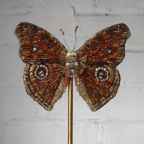 Hand-Beaded Peacock Pansy Butterfly on Stand by Trovelore