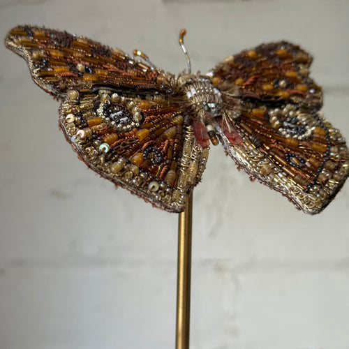 Hand-Beaded Peacock Pansy Butterfly on Stand by Trovelore