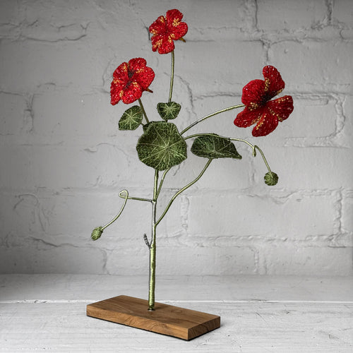 Hand-Beaded Garden Nasturtium by Trovelore
