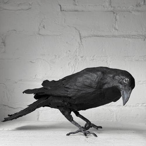 Papier-Mâché Painted Crow #02