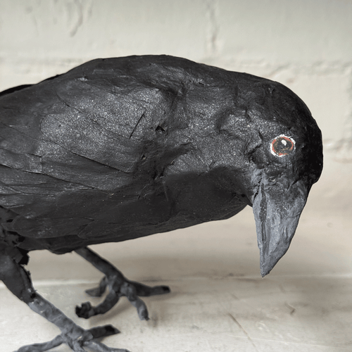 Papier-Mâché Painted Crow #02