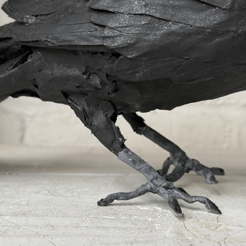 Papier-Mâché Painted Crow #02