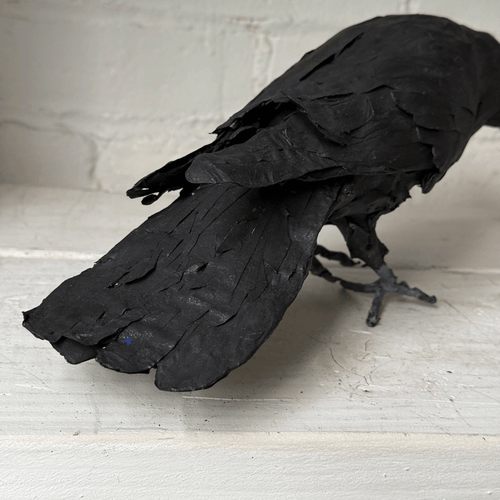 Papier-Mâché Painted Crow #02