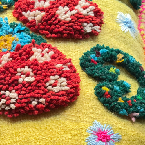 PO! Paris Nathalie Lete Woven & Knotted  Mushroom Cushion in Juane