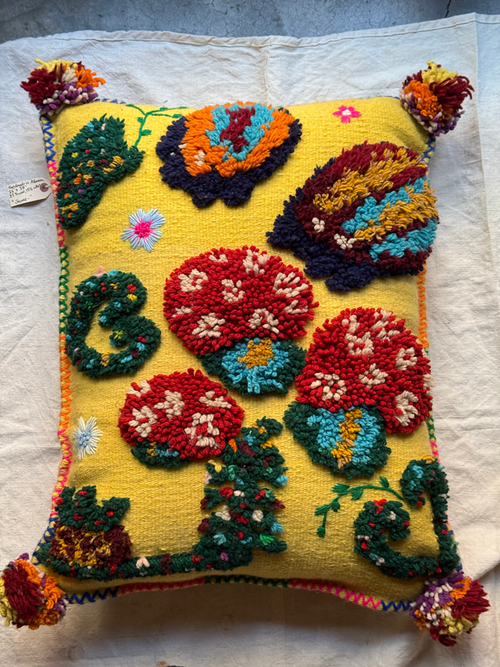 PO! Paris Nathalie Lete Woven & Knotted  Mushroom Cushion in Juane