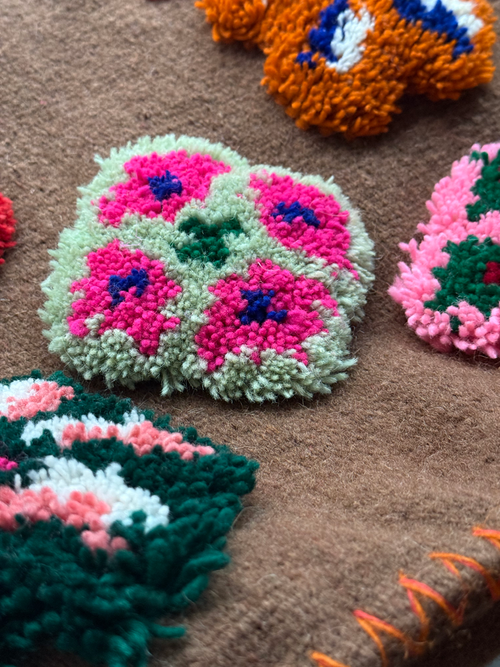 PO! Paris Nathalie Lete Woven & Knotted "Les Petites Fleur" Tote Bag in Merron