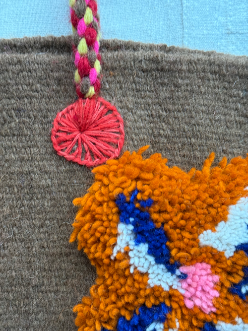 PO! Paris Nathalie Lete Woven & Knotted "Les Petites Fleur" Tote Bag in Merron