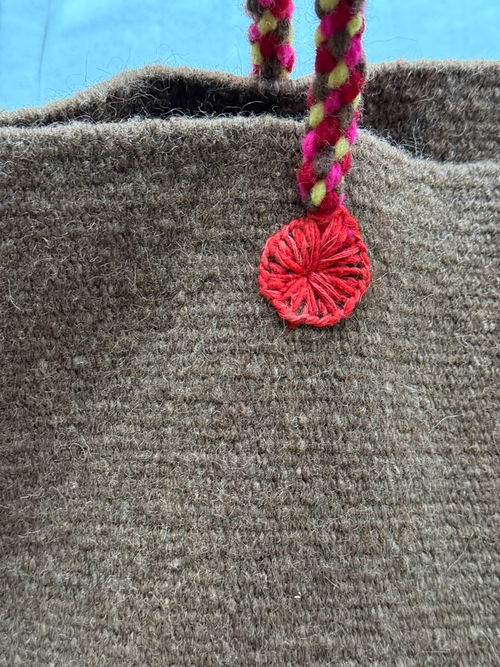 PO! Paris Nathalie Lete Woven & Knotted "Les Petites Fleur" Tote Bag in Merron