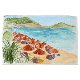 "Beach Near Gythio Greece" Painted Backdrop by Virginia Johnson