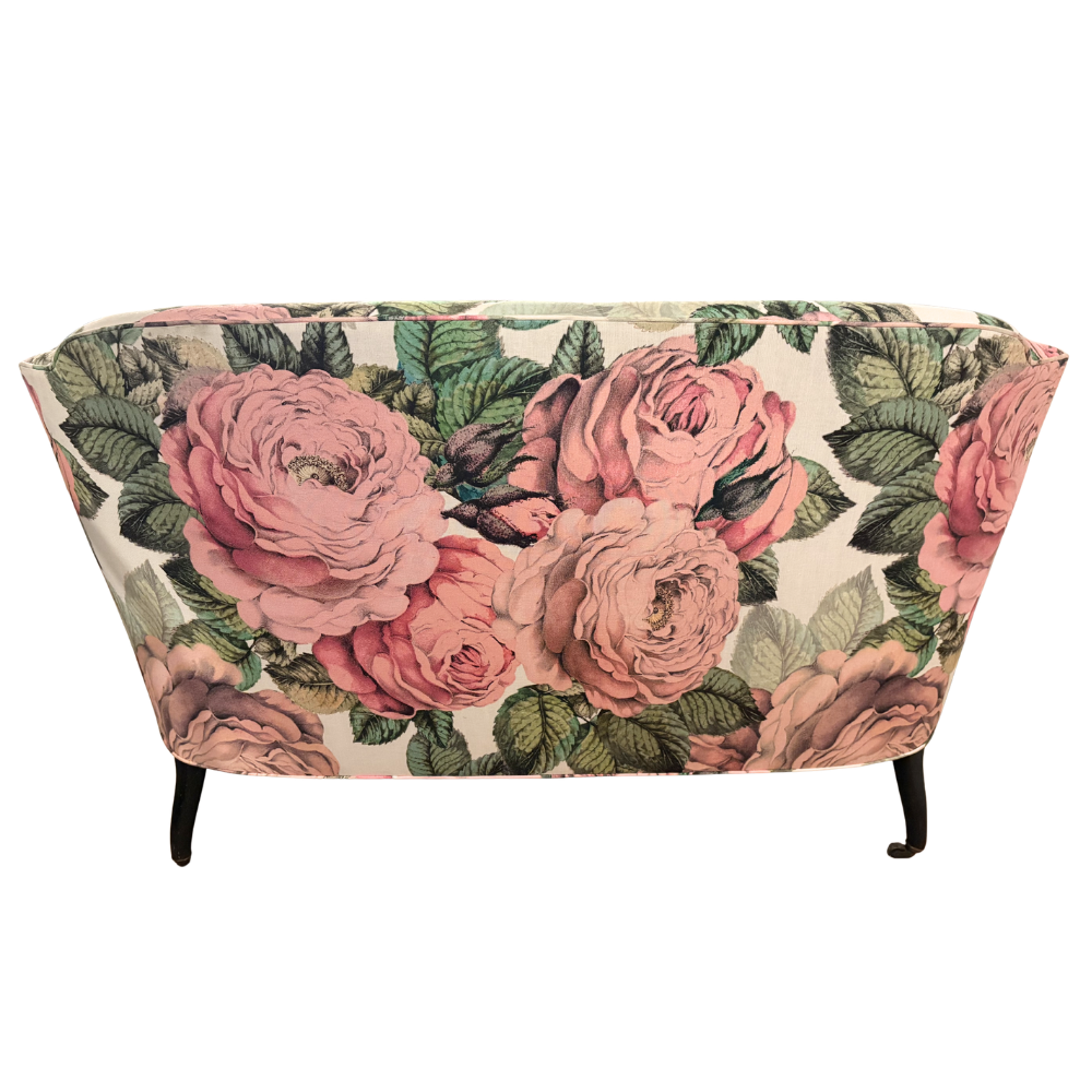 19th Century French Loveseat in John Derian for Designers Guild "The Rose Tuberose" Fabric