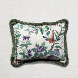 Small Canton Fringe Pillow in Green (No. 70A) with Linen Backing (#SM-61)