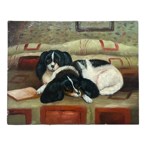 Mid 20th-century Dutch Oil Dog Portrait Painting