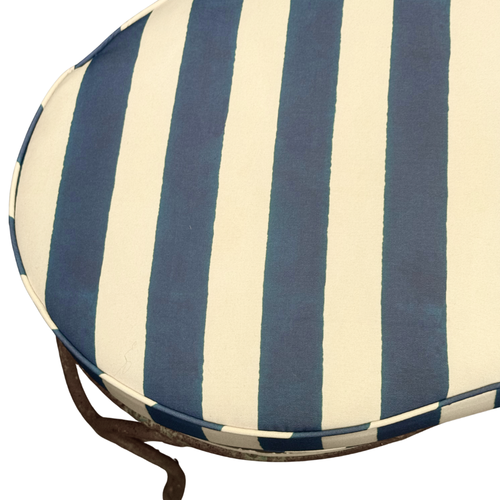 20th-century Sweetheart Iron Garden Bench with Custom Lisa Corti Outdoor Fabric Cushion