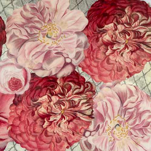 One of a Kind Collaged Flower Mat (#304)