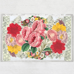 One of a Kind Collaged Flower Mat (#309)