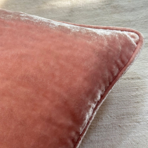 Plain Silk Velvet Cushion in Cinder Rose