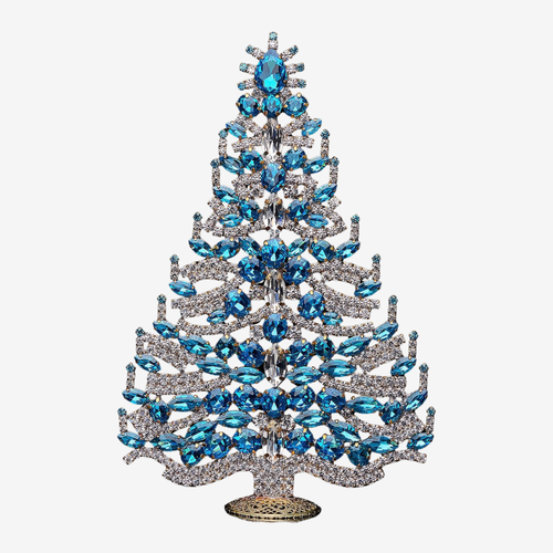 Aqua Rhinestone Crystal Pinnacle Christmas Tree
