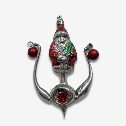 Nostalgic Santa on Wire Wrapped Reflector Ornament