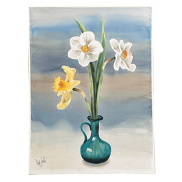 Mid-20th Century Charles De Carlo Daffodil Watercolor Painting