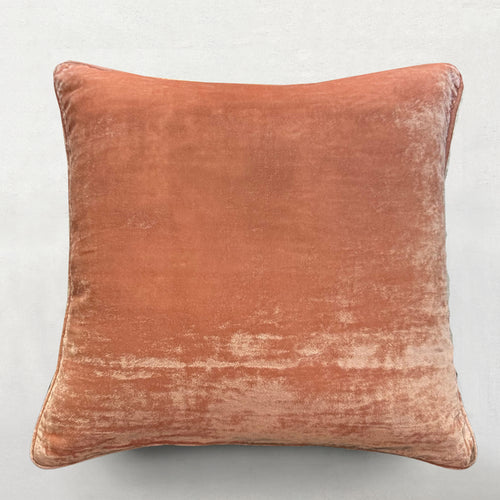 Plain Silk Velvet Cushion in Peach Rose