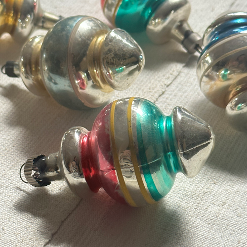 Set of 6 Striped Vintage Lantern Ornaments (VO31)