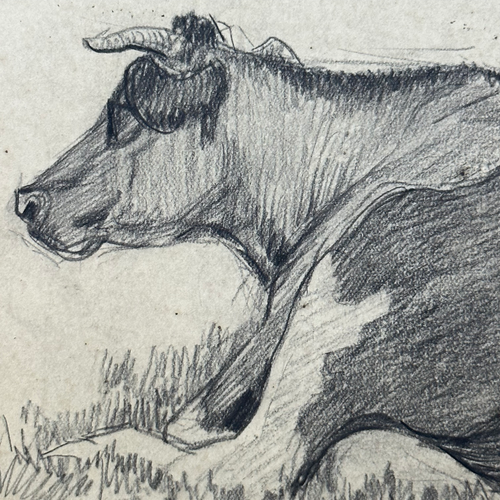 Evert Rabbers Early 20th-century Cow Drawing (ERA14)