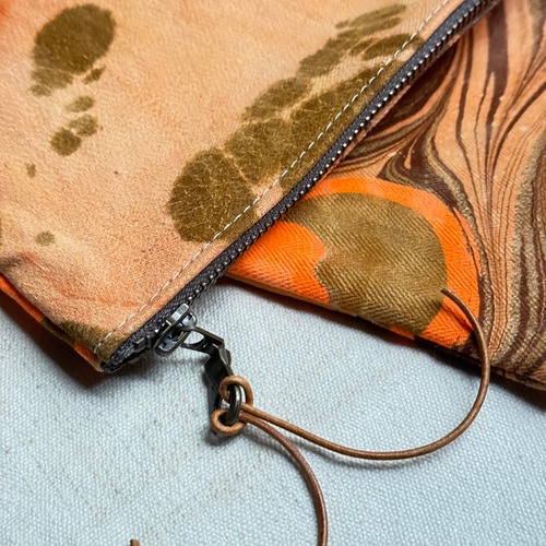 Hand Marbled One-of-a-Kind Zipper Pouch (#P19)
